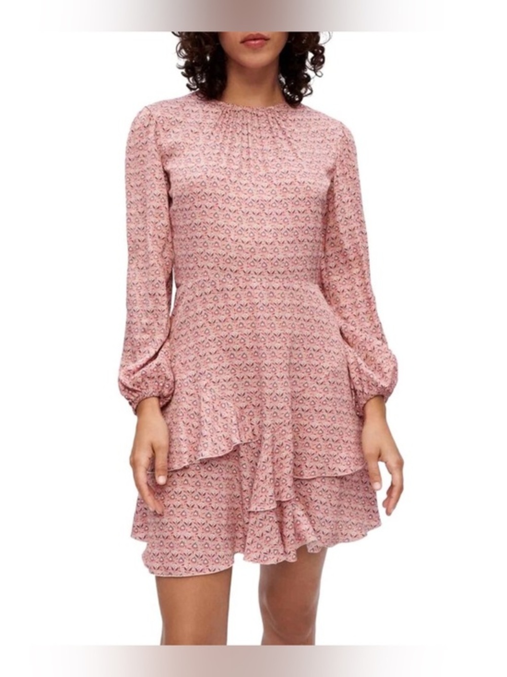 Maje Rilivia Floral-Print Ruffled Woven Mini Dress NWT viscose lightweight 34 XS